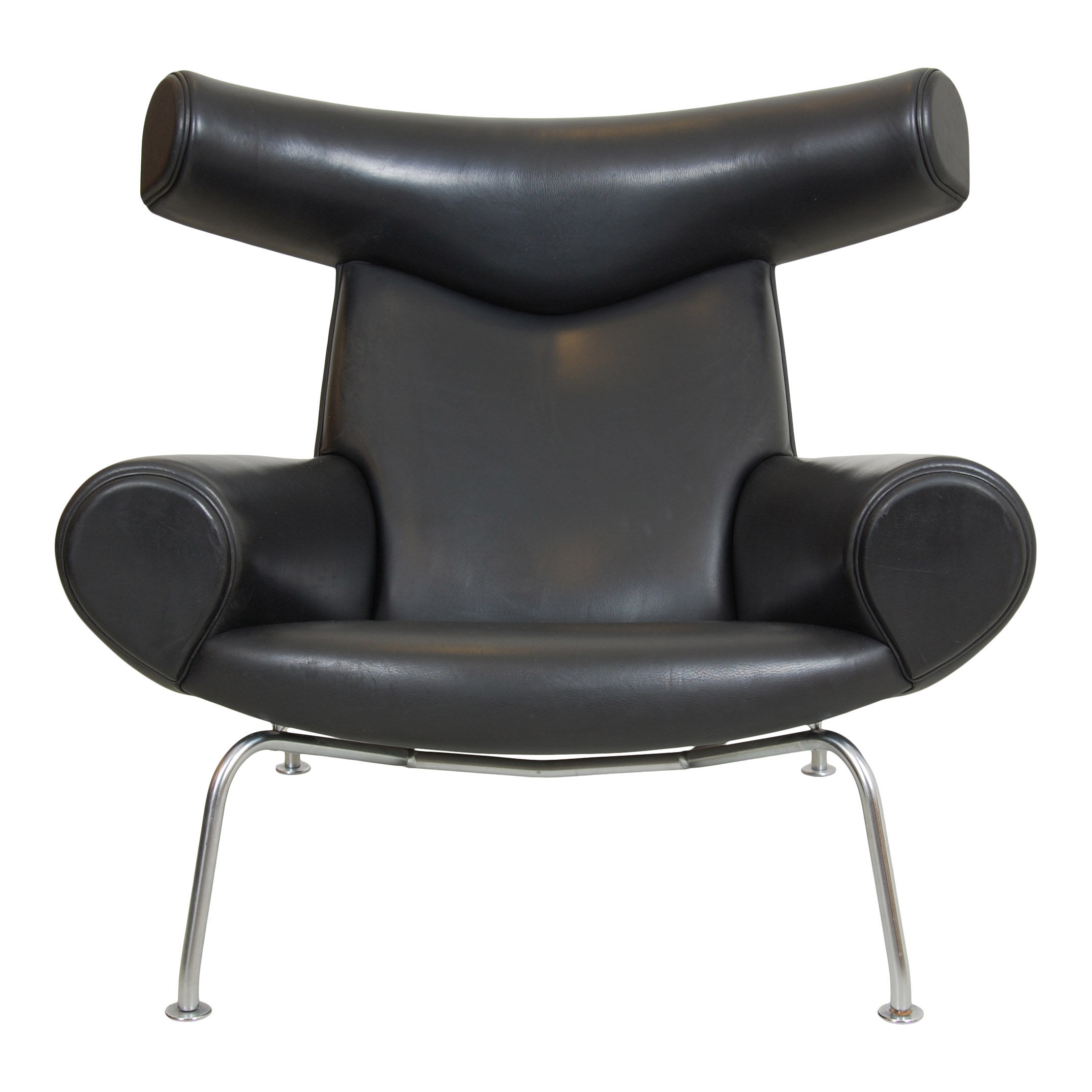 Kob Brugt Wegner Ox Chair I Sort Laeder Cph Classic