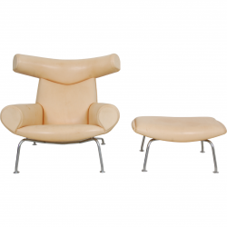 Hans Wegner Jubilæumsmodel Oksens lænestol med skammel