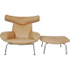 Hans Wegner Ox chair med skammel i natur læder