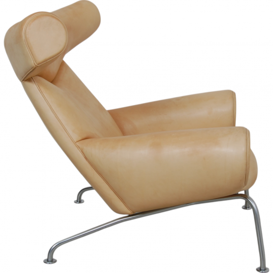 Hans Wegner Ox chair med skammel i natur læder