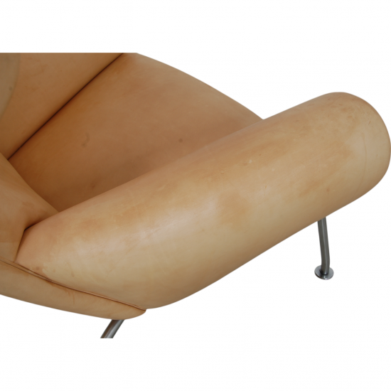 Hans Wegner Ox chair med skammel i natur læder