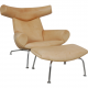 Hans Wegner Ox chair med skammel i natur læder