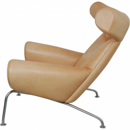 Hans Wegner Ox chair med skammel i natur læder