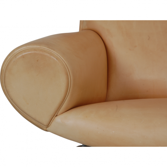Hans Wegner Ox chair med skammel i natur læder
