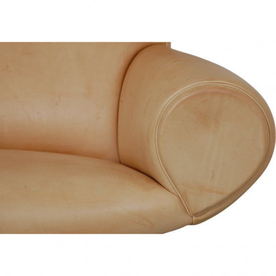 Hans Wegner Ox chair med skammel i natur læder