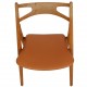 Set of 6 Hans Wegner Sawbuck dining chairs in oak and cognac anilin leather