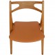 Set of 6 Hans Wegner Sawbuck dining chairs in oak and cognac anilin leather