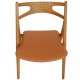 Set of 6 Hans Wegner Sawbuck dining chairs in oak and cognac anilin leather