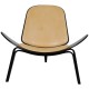 Hans Wegner black Shell chair in natural leather