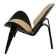 Hans Wegner black Shell chair in natural leather