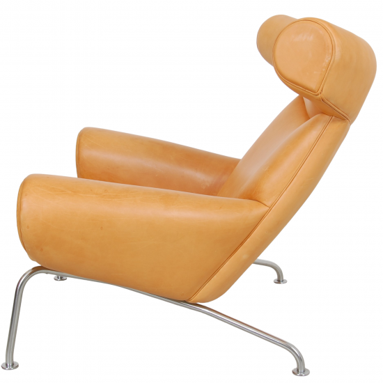Hans Wegner Ox chair with ottoman in natural leather