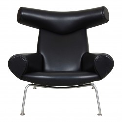 Hans J. Wegner Ox Chair patinated armchair in black aniline leather Hans J. Wegner Ox Chair patinated armchair in black aniline leather