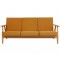 Hans Wegner 3-personers Cigar sofa af eg og gult stof