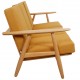 Hans Wegner 3-personers Cigar sofa af eg og gult stof