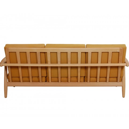 Hans Wegner 3.seater Cigar sofa of oak and yellow fabric