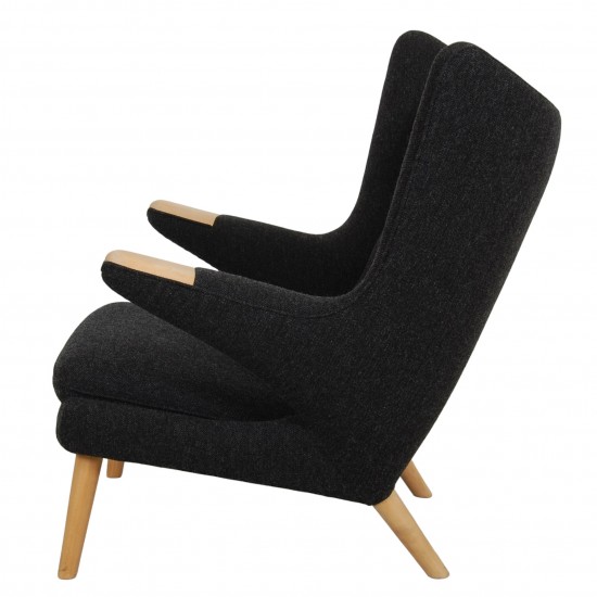 Hans Wegner Papa bear chair in dark-grey hallingdal fabric