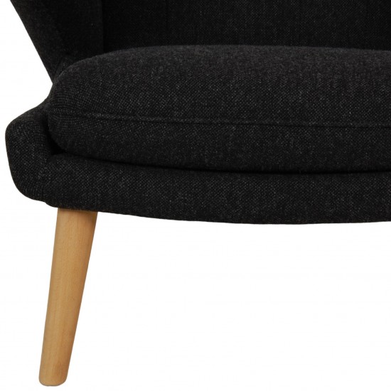 Hans Wegner Papa bear chair in dark-grey hallingdal fabric