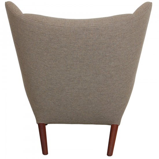 Hans Wegner Papa bear chair reupholstered in grey Hallingdal fabric