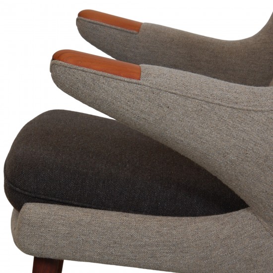 Hans Wegner Papa bear chair reupholstered in grey Hallingdal fabric