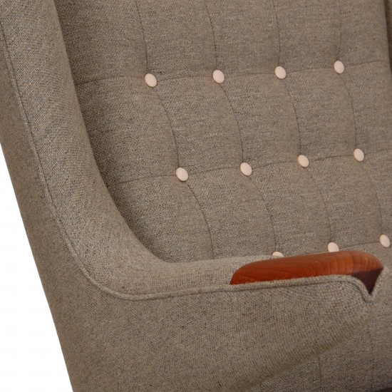 Hans Wegner Papa bear chair reupholstered in grey Hallingdal fabric