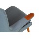 Hans Wegner Papa bear chair with stool in blue fabric