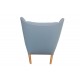 Hans Wegner Papa bear chair with stool in blue fabric