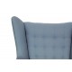 Hans Wegner Papa bear chair with stool in blue fabric