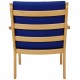 Hans Wegner GE284 chair with ottoman in blue fabric