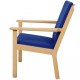 Hans Wegner GE284 chair with ottoman in blue fabric