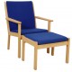 Hans Wegner GE284 chair with ottoman in blue fabric