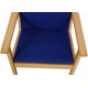 Hans Wegner GE284 chair with ottoman in blue fabric