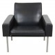 Hans Wegner GE-34 Lounge chair in patinated black leather