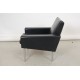 Hans Wegner GE-34 Lounge chair in patinated black leather