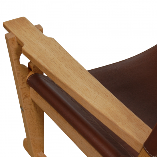 Hans Wegner GE-673 rocking chair in brown leather