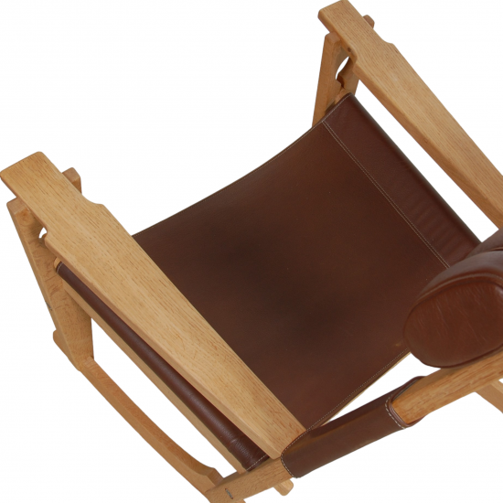 Hans Wegner GE-673 rocking chair in brown leather