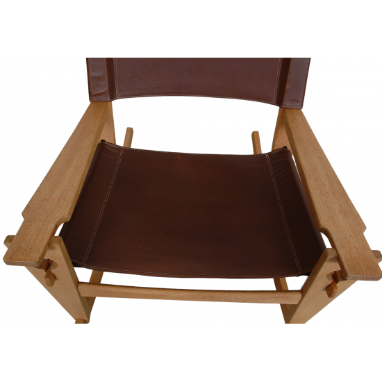 Hans Wegner GE-673 rocking chair in brown leather