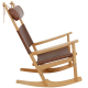 Hans Wegner GE-673 rocking chair in brown leather