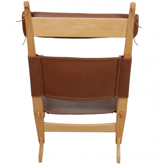 Hans Wegner GE-673 rocking chair in brown leather