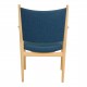 Hans Wegner PP-513 armchairs with oak wood and blue Hallingdal fabric