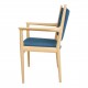 Hans Wegner PP-513 armchairs with oak wood and blue Hallingdal fabric