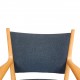 Hans Wegner PP-513 armchairs with oak wood and blue Hallingdal fabric