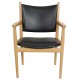 Hans Wegner PP-513 armchair of oak and black leather