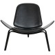 Hans Wegner sort Shell chair i sort læder