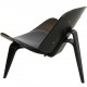 Hans Wegner black Shell chair in black leather