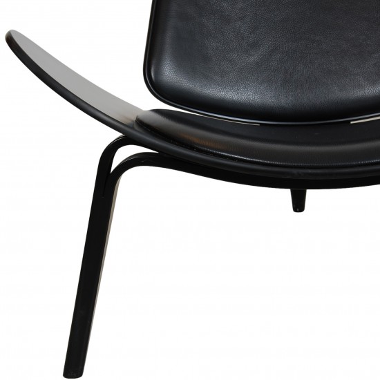 Hans Wegner sort Shell chair i sort læder