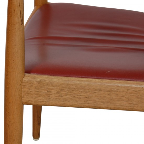 Hans Wegner The Chair in cherry wood and red leather