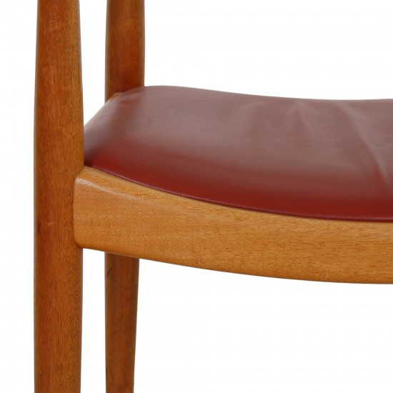 Hans Wegner The Chair in cherry wood and red leather