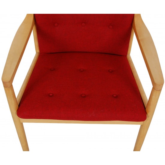 Hans Wegner 1788 armchair in red fabric