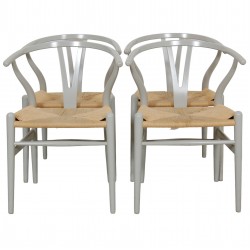 Set of 4 grey Hans Wegner CH24 chairs