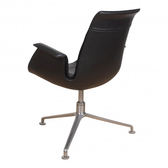 Fabricius and Kastholm low Tulip chair with black patinated leather